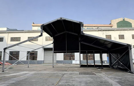 Test Assembly of 15x40m Black Atrium tent Test Assembly of 15x40m Black Atrium tent